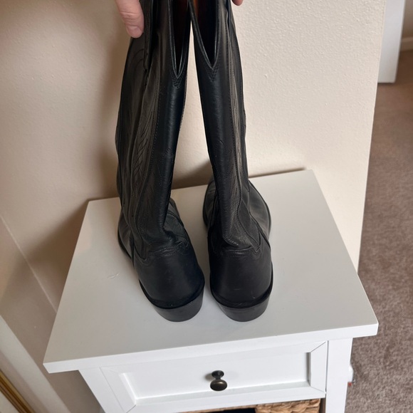 Lucchese Black and Tan Leather Boots - Picture 3 of 6